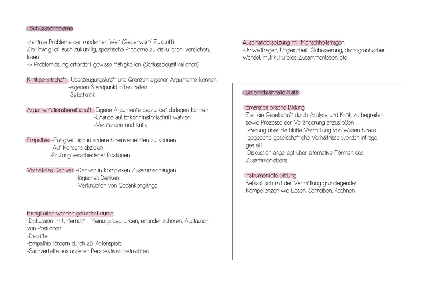 Kognitive Entwicklung
(Piaget)
Bildung
(Klaf ki)
Psychosoziale Entwicklung
(Erikson)
Funktionen von Schule
(Fend)
Modell der produktiven
Rea