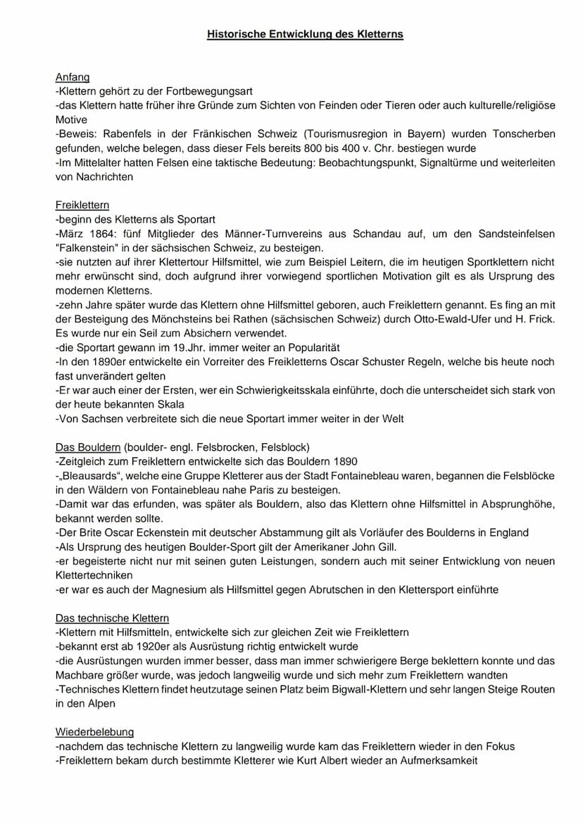 
<h2 id="anfngedeskletterns">Anfänge des Kletterns</h2>
<p>Klettern ist eine Fortbewegungsart, die früher zum Sichten von Feinden oder Tiere