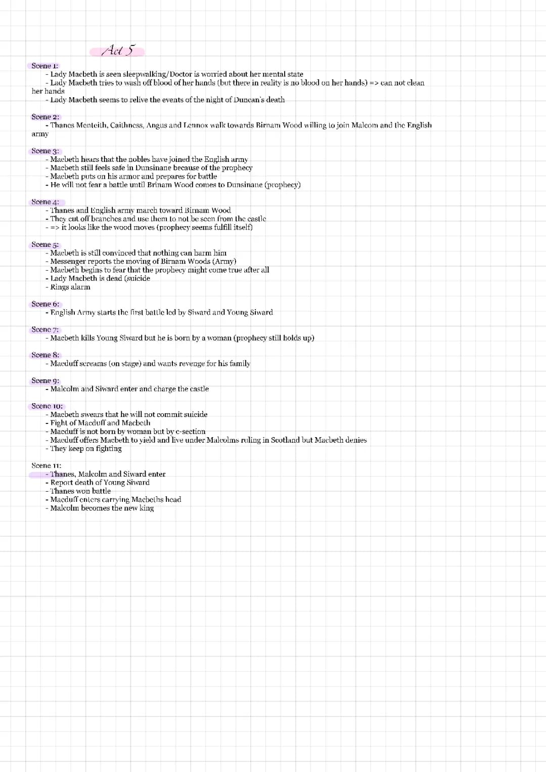 Zusammenfassung Macbeth (Act 5) 