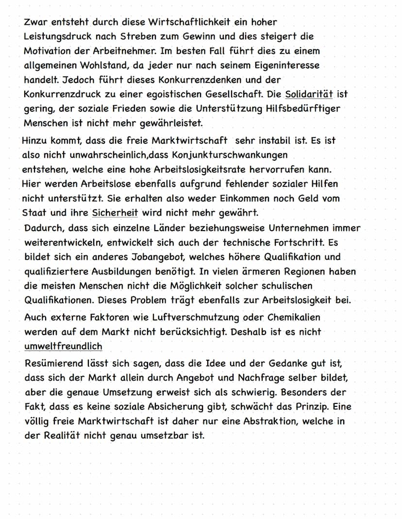 Das Konzept der freien Marktwirtschaft
Buch Seite 175 Nummer 4/ Erörterung
Bei den letzen Aufgaben haben wir uns intensiv mit der freien
Mar