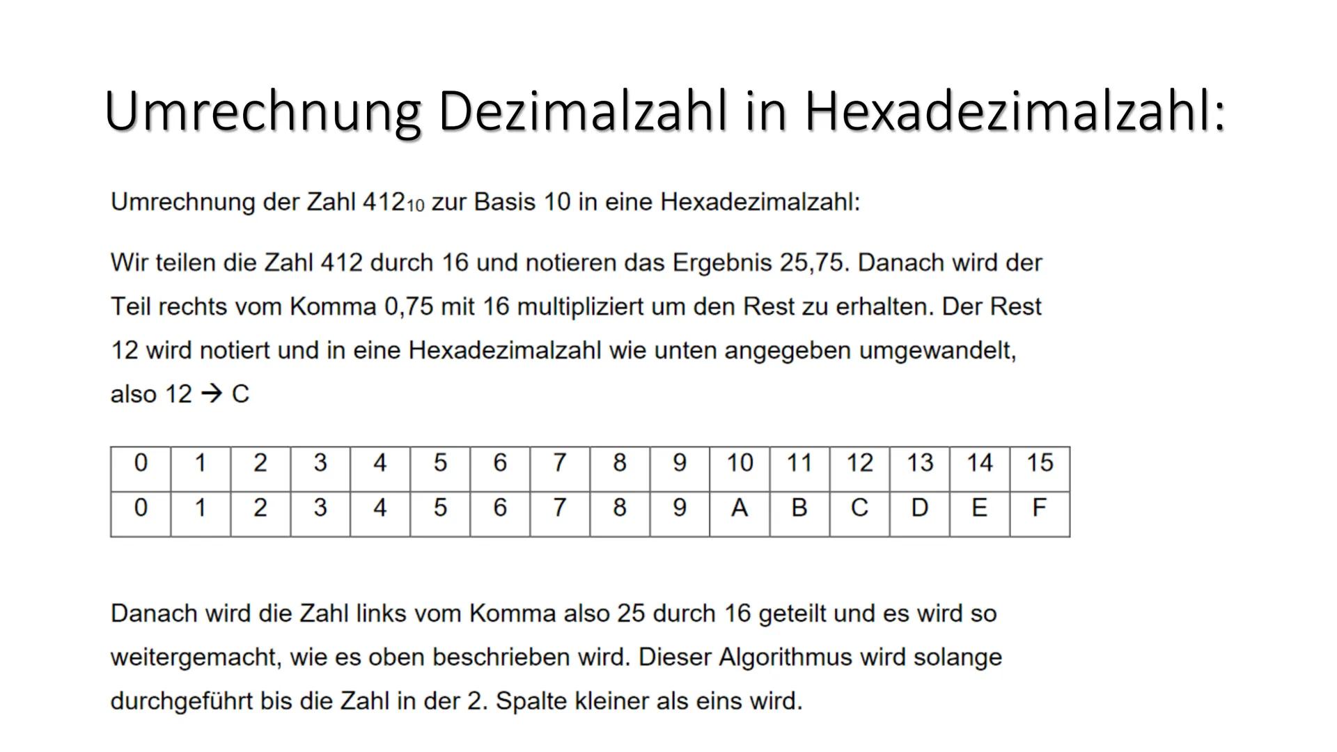 MM
Zahlensysteme 4
Hexadezimalsystem Hexadezimalsystem Information:
Ein Hexadezimalsystem ist ein Zahlensystem, das als Basis die Zahl 16 ve