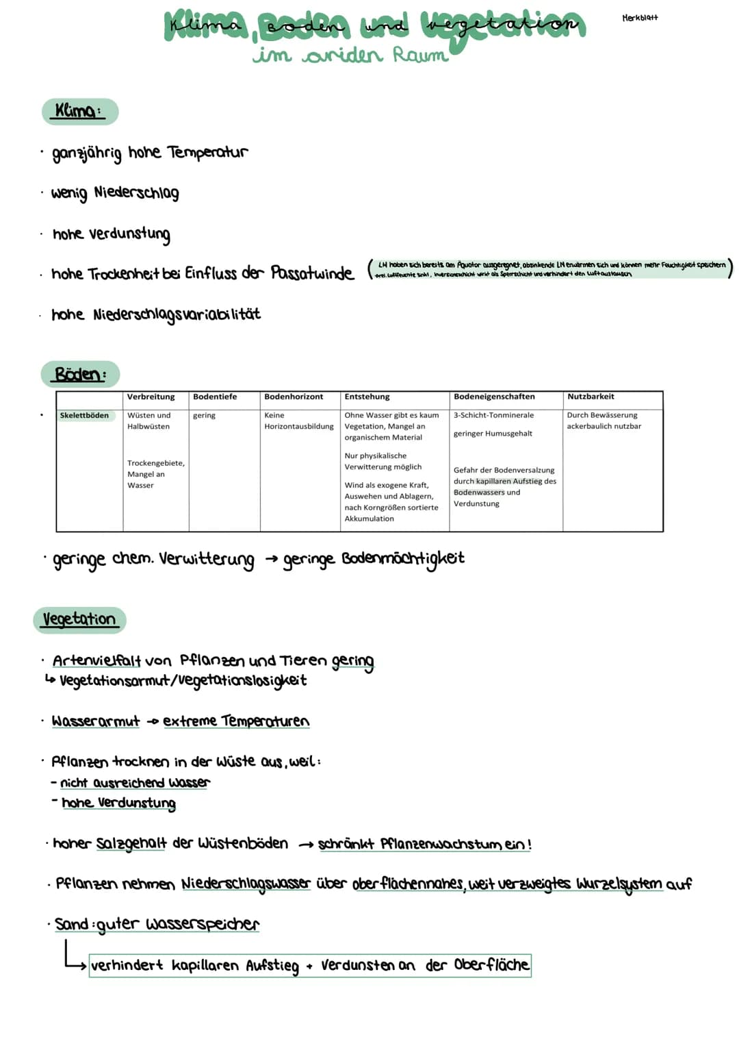 Erdkunde 11/2
Klimamorphologische Aspekt: Die Arbeit des Windes - äolischer Formenschatz
1.
II.
Abtragungskräfte:
-
äolische Abtragung
große