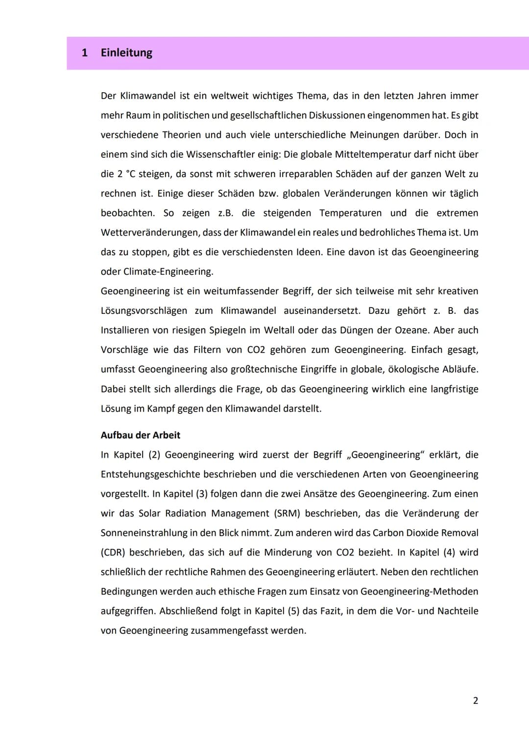 Verfasser: Isabel Stege
Schule: Marie-Curie-Gymnasium
Klasse:
9c
Fachlehrer: Frau Leuendorf
Geoengineering
REICHT ES AUS UM DEN KLIMAWANDEL 