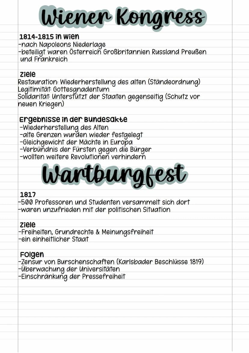 Geschichte
Finja Frank 9/1 Wiener Kongress
1814-1815 in wien
-nach Napoleons Niederlage
-beteiligt waren Österreich Großbritannien Russland 