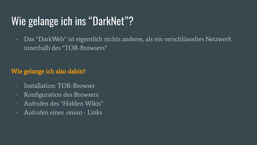 Das DarkNet...
... und seine Gefahren
Eine Präsentation von Justin D. Was ist das "DarkNet"?
Das Darknet ist eine anonymes Netzwerk (Peer to