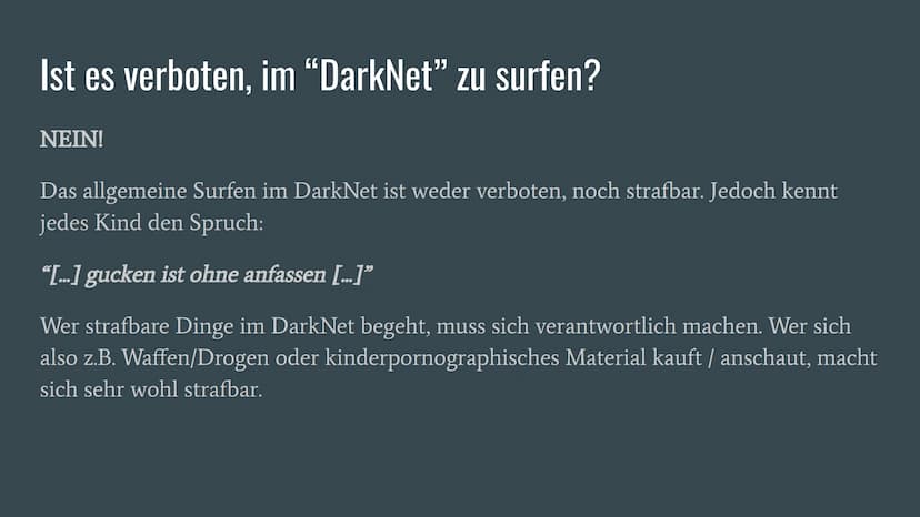 Das DarkNet...
... und seine Gefahren
Eine Präsentation von Justin D. Was ist das "DarkNet"?
Das Darknet ist eine anonymes Netzwerk (Peer to
