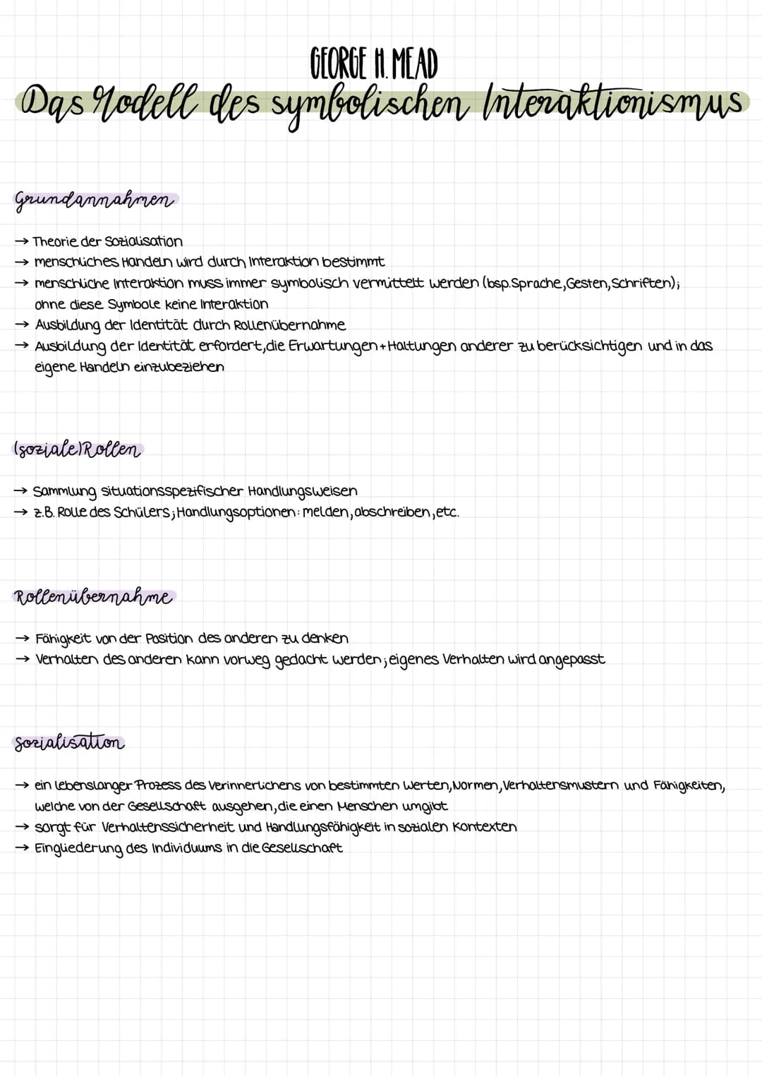 GEORGE H.MEAD
Das Nodell des symbolischen Interaktionismus
Grundannahmen
→Theorie der Sozialisation
→ menschliches Handeln wird durch Intera