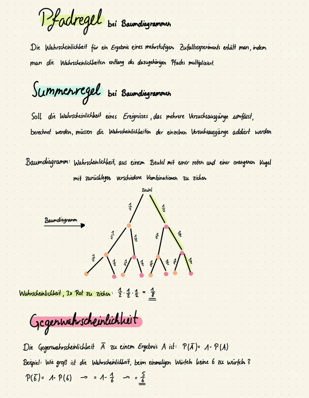 Wehrscheinlichkeitsrechnungen
Bei einem Zufallsexperiment kann man die einzelnen Ergebnisse nicht vorhersagen.
L→ man kann ihnen aber Wahrsc