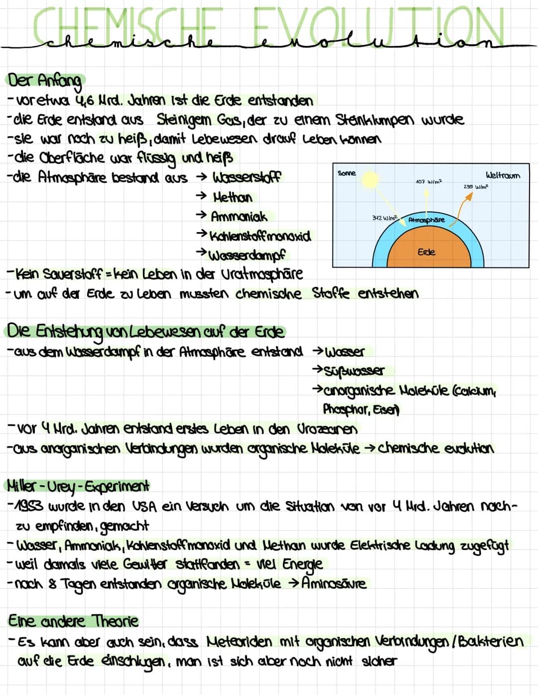 CHEMISCHE EVaUTiON
Der Anfang
-vor etwa 4,6 Mrd. Jahren ist die Erde entstanden
-die Erde entstand aus Steinigem Gas, der zu einem Steinklum