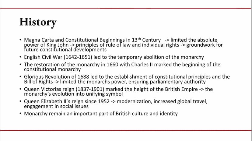 4200000
Royalty in Great Britain:
Understanding
The Menarchy
A CEN
TENT
1. History of the Monarchy
2. The Role of the Monarch
3. The Royal F