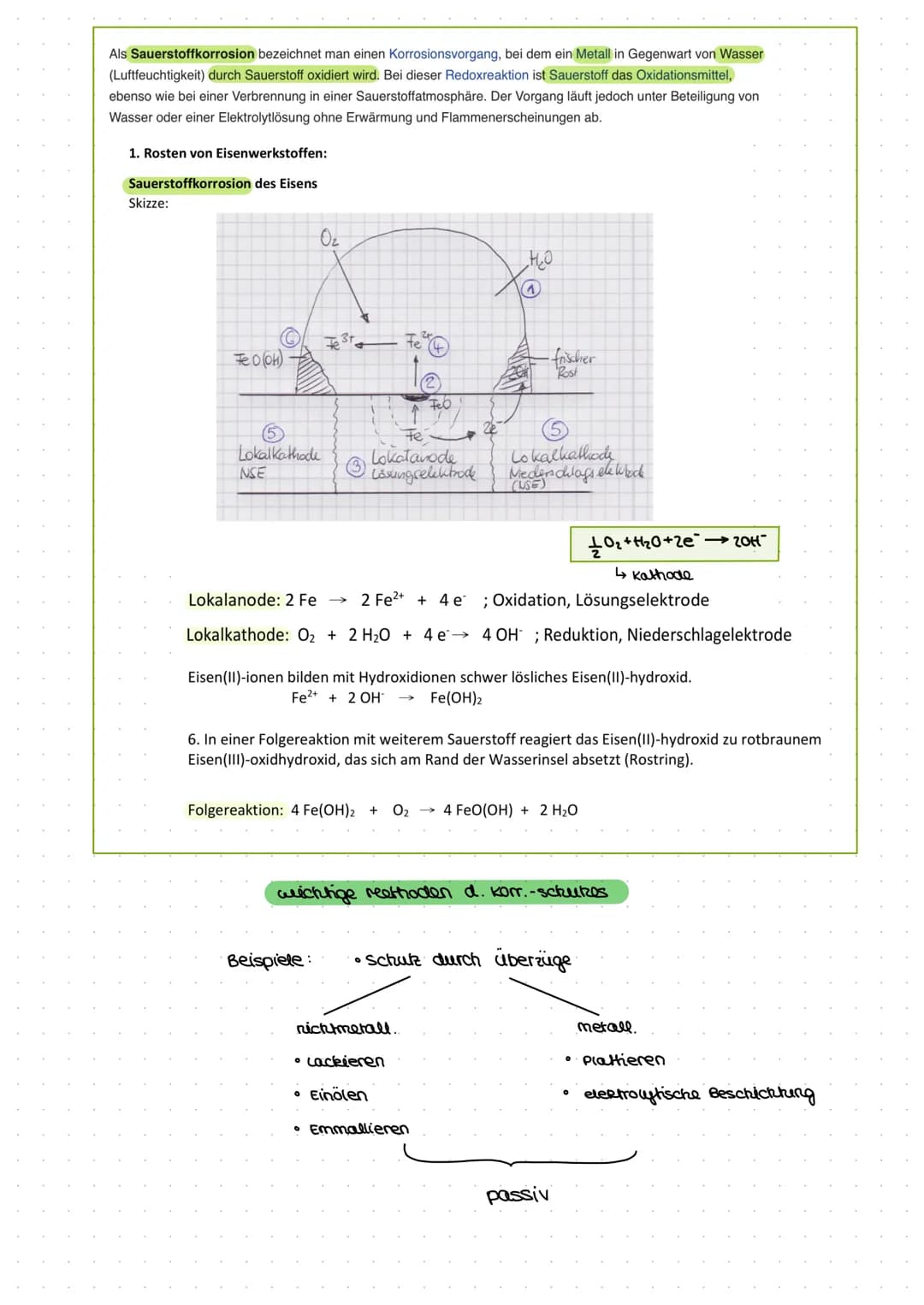 vorbereitung
Elektrochemische Korrosion ist eine von der Oberfläche ausgehende, unerwünschte
chemische/elektrochemische an Oberflächen von M