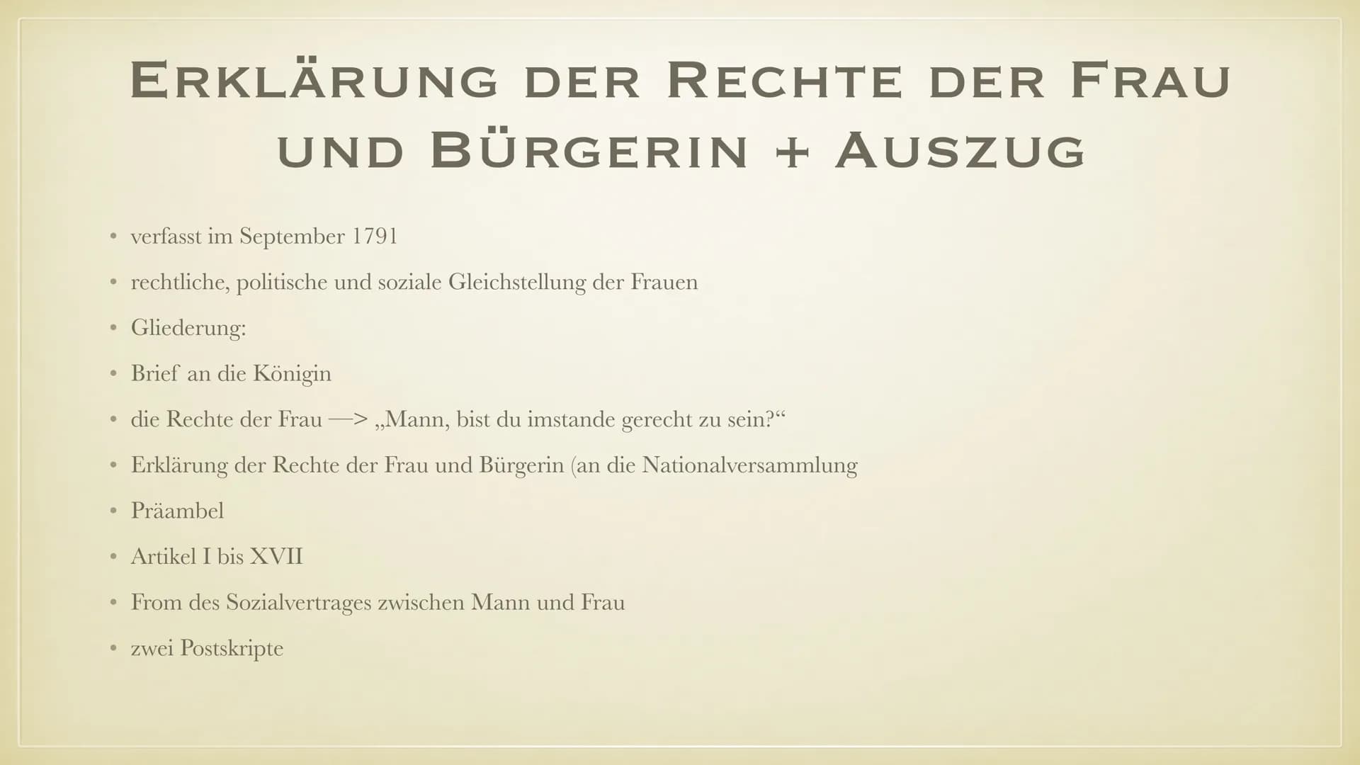 FRAUEN IN DER FRANZÖSISCHEN
REVOLUTION
EINE PRÄSENTATION VON NELE BROCKMEYER ●
Frauenbewegung
Marsch der Pariser Frauen
Position der Frauen: