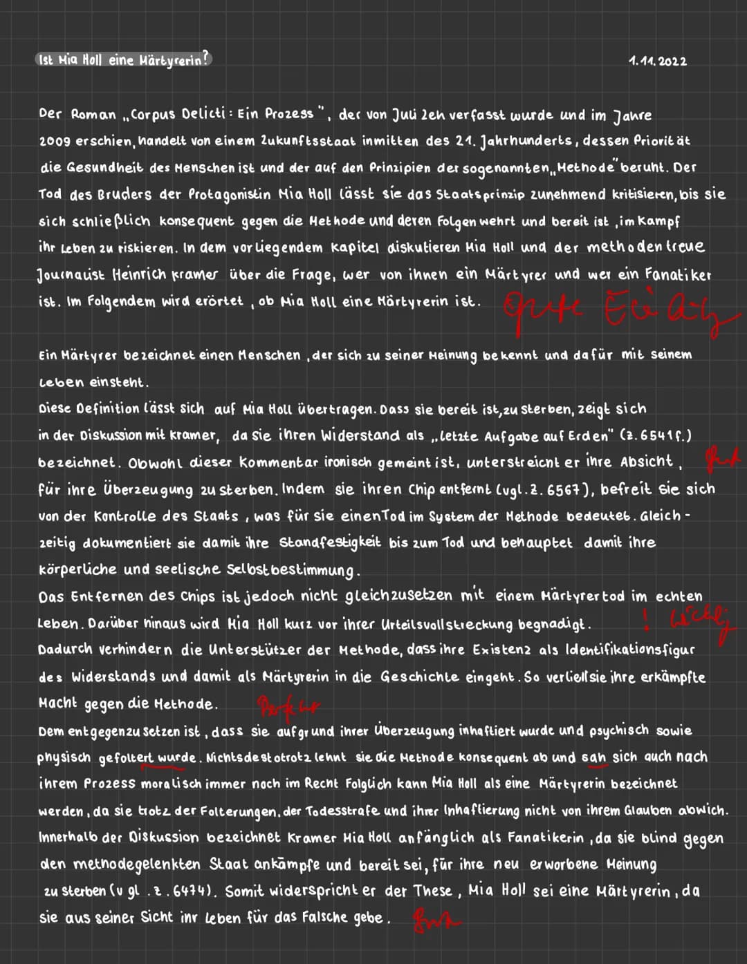 1st Mia Holl eine Märtyrerin?
1.11.2022
Der Roman, Corpus Delicti: Ein Prozess der von Juli 2eh verfasst wurde und im Jahre
2009 erschien, h