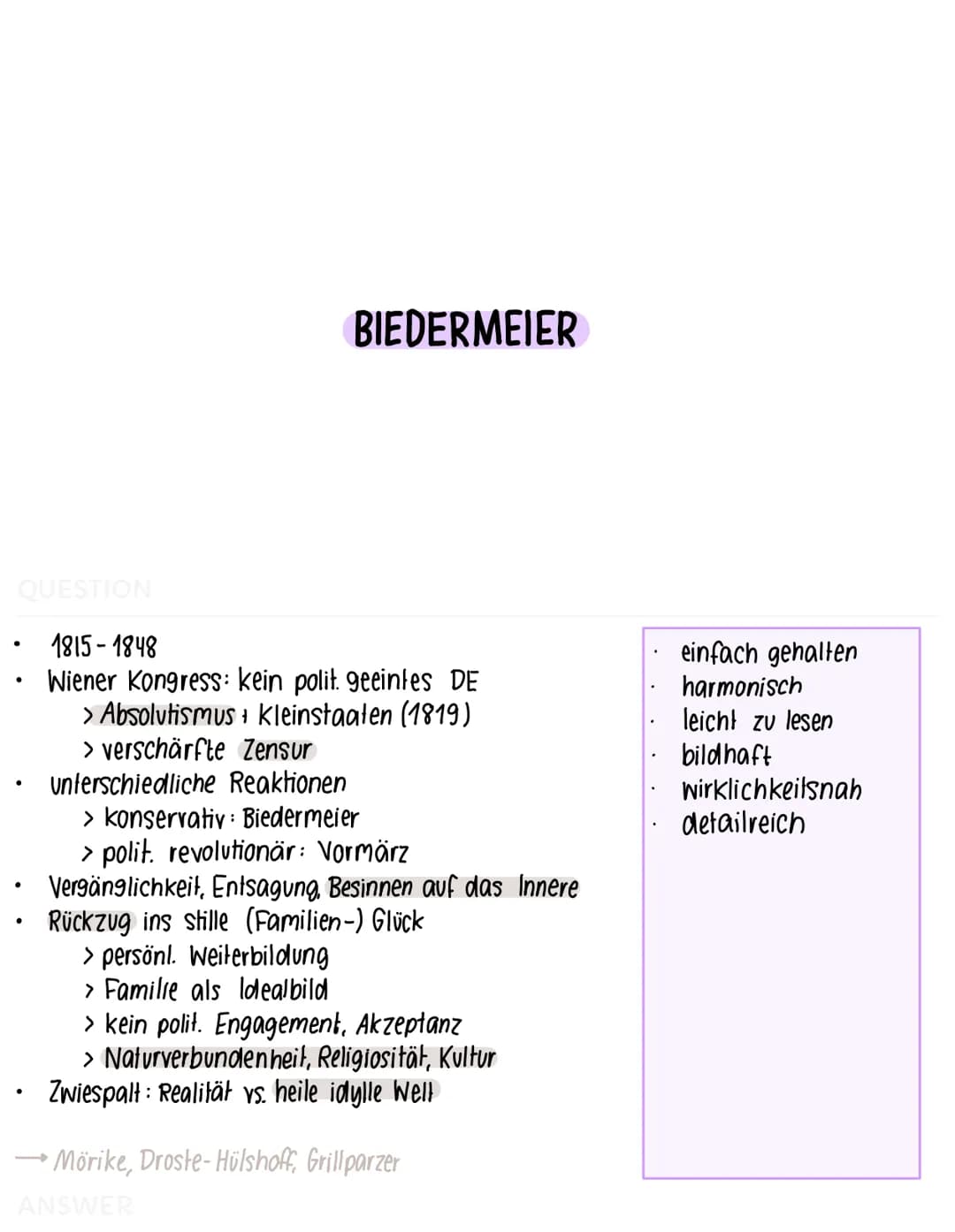 AUFKLÄRUNG
1750
STURM +
DRANG
WEIMARER KLASSIK
Französische
Revolution
1789
ROMANTIK
Italienreise
Goethe
1786
1800
Tod Schiller
1805
VORMÄRZ