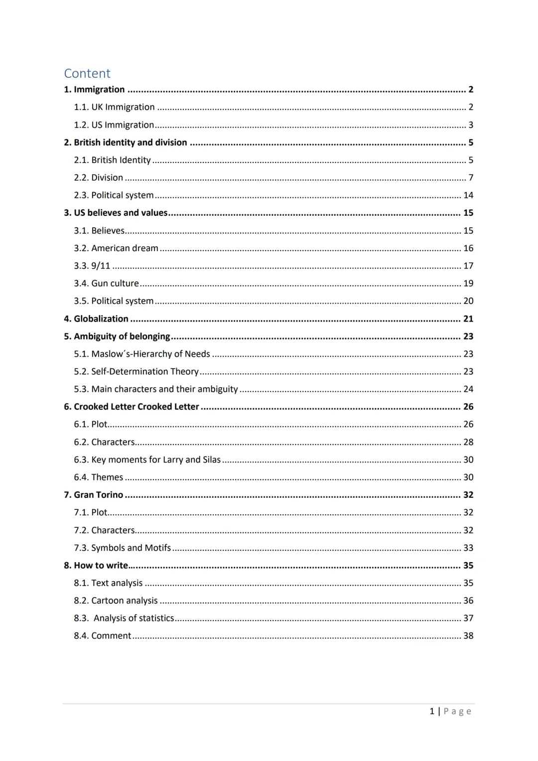 ENGLISCH ABITUR
2022
LETIZIA BIBERGER Content
1. Immigration
1.1. UK Immigration
1.2. US Immigration........
2. British identity and divisio