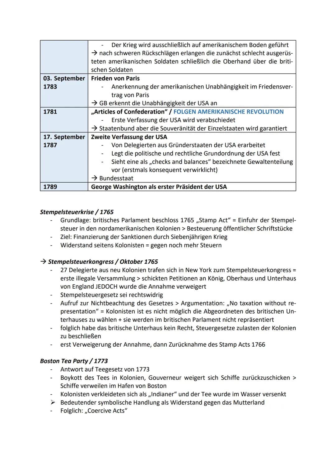 Amerikanische Unabhängigkeit / „American Revolution"
Krisen, Umbrüche und Revolutionen (1. Semester)
Revolution
Merkmale:
Umsturz bestehende