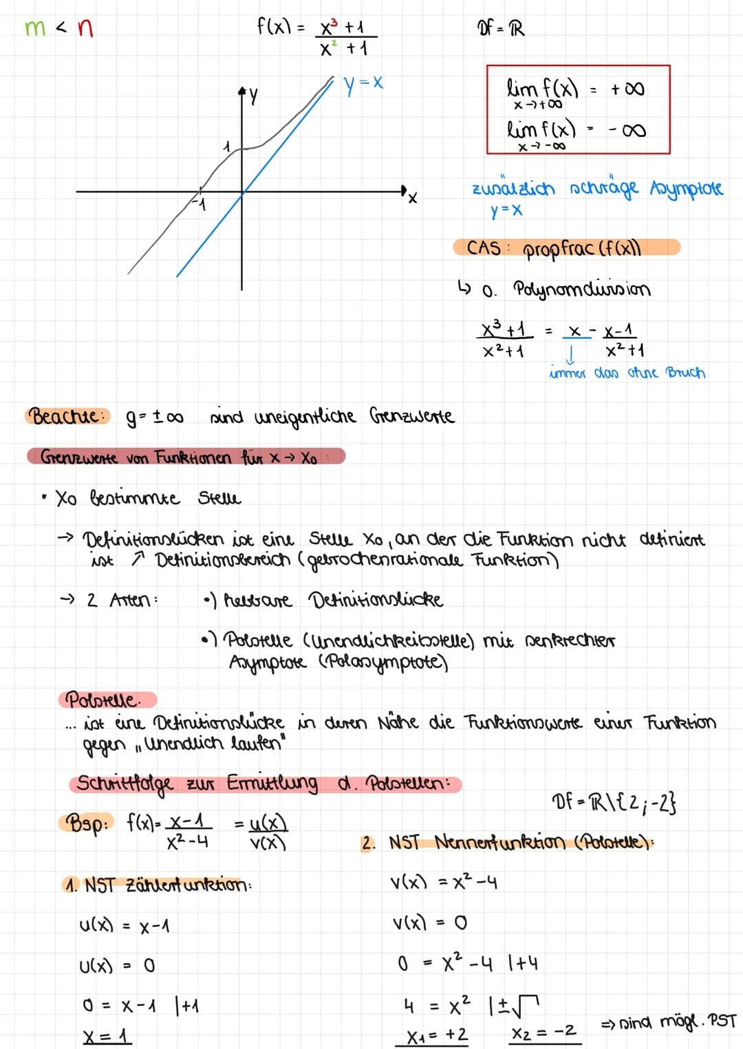 Grenzwerte von Funktionen
allgemeiner Funktionsterm:
GANZRATIONALE FUNKTIONEN:
f(x) = an•X² + an-1 • Xn-1
TIONALE
GEBROCHENRATIONALE FUNKTIO