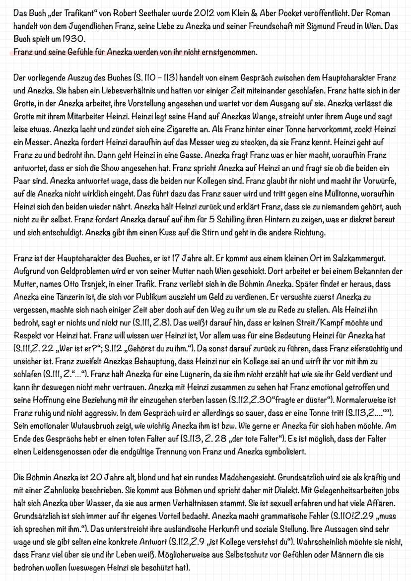 Das Buch ,,der Trafikant" von Robert Seethaler wurde 2012 veröffentlicht. Es handelt von dem Jugendlichen
Franz, Seine Liebe zu Anezka und s