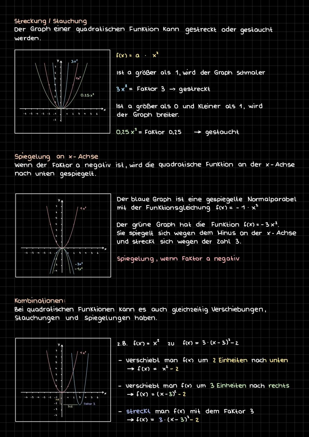 # Quadratische Funktionen

Eine quadratische Funktion erkennt man daran, dass ein x² vorkommt. Der
Graph einer quadratischen Funktion ist ei