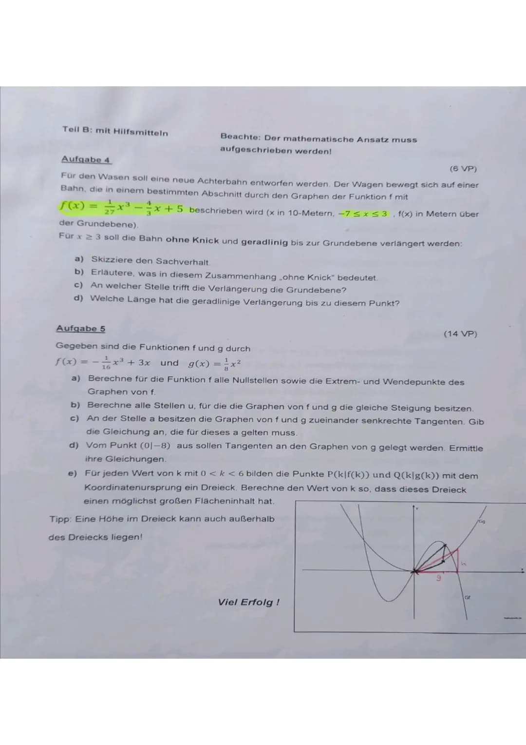 Teil A ohne Hilfsmittel
Aufgabe 1
Bilde jeweils die Ableitungsfunktion:
a) f(x) = (5x²+3)4
b) f(x) = (3x - 4) cos(2x)
c) f(x) = 4x² 2x
EISTU