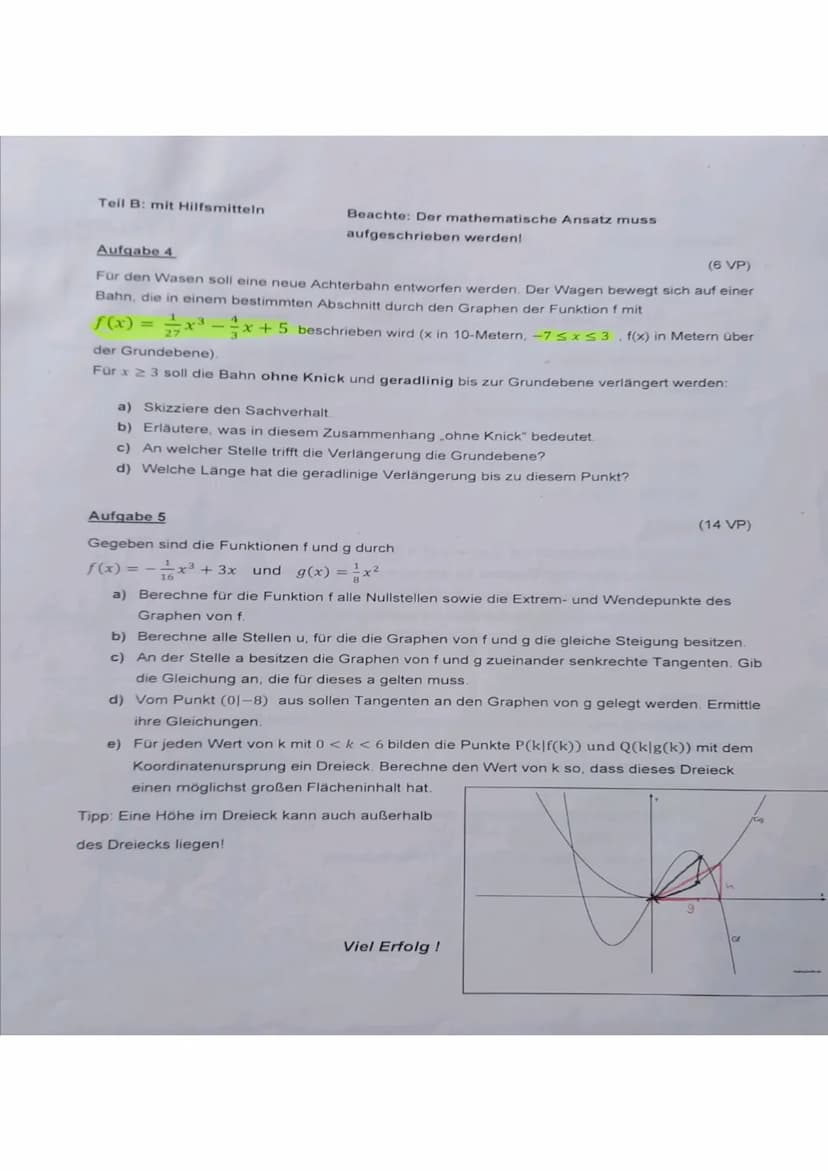 Teil A ohne Hilfsmittel
Aufgabe 1
Bilde jeweils die Ableitungsfunktion:
a) f(x) = (5x²+3)4
b) f(x) = (3x - 4) cos(2x)
c) f(x) = 4x² 2x
EISTU