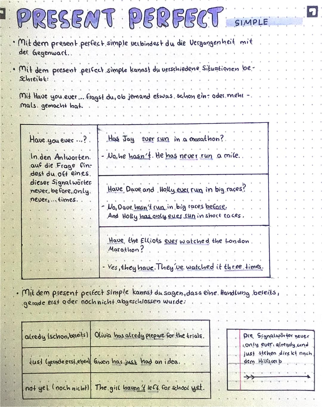 PRESENT PERFECT
SIMPLE
Mit dem present perfect simple verbindest du die Vergangenheit mit
der Gegenwart..
• Mit dem present perfect simple k