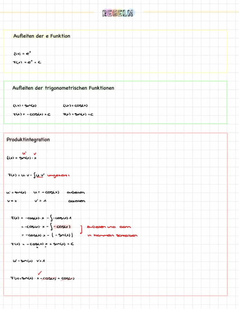 Potenzregel
f(x) = x^
(lx) = x²
f(x)
Faktorregel
Der Faktor bleibt erhalten
F(x) =
= 3x4
a' =
|")=
F(x)=
- 1x³ +C
F(x) =
= (3x + 1)²
Lineare