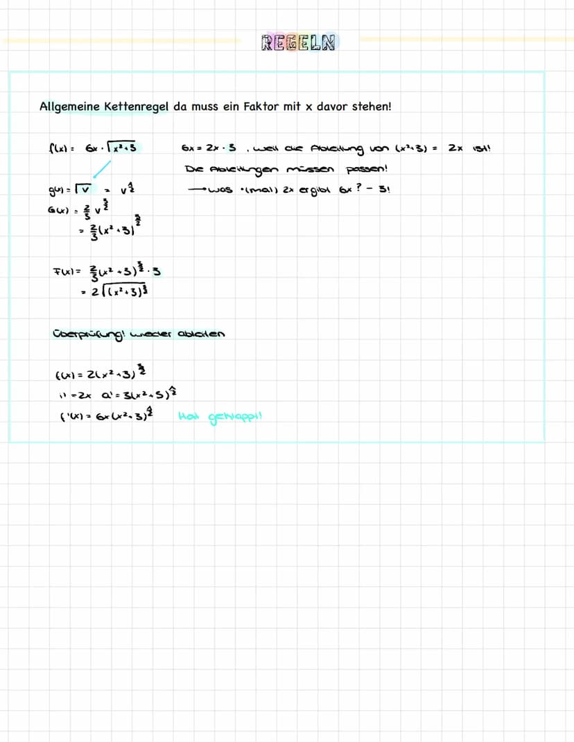Potenzregel
f(x) = x^
(lx) = x²
f(x)
Faktorregel
Der Faktor bleibt erhalten
F(x) =
= 3x4
a' =
|")=
F(x)=
- 1x³ +C
F(x) =
= (3x + 1)²
Lineare