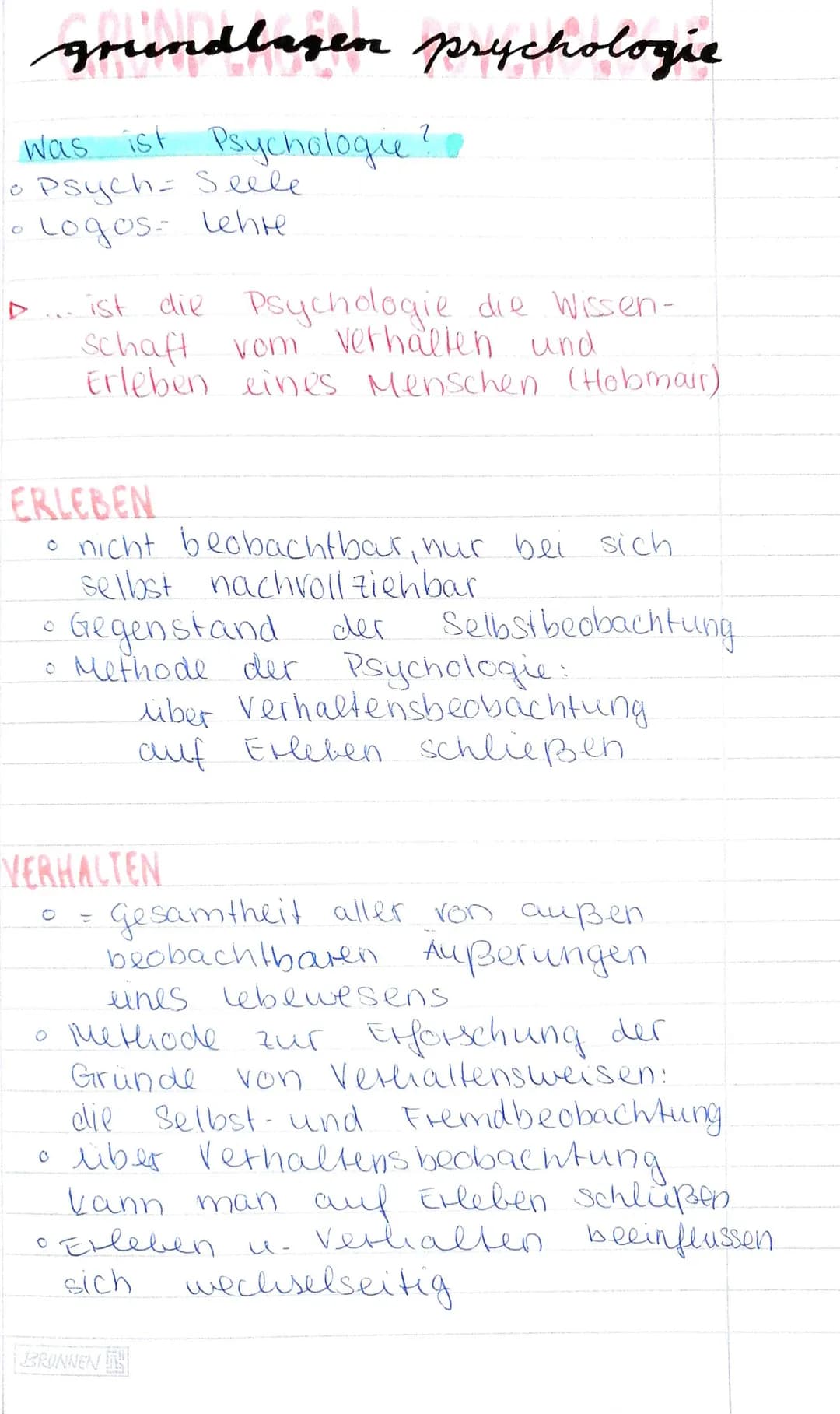 grundlagen prychologie
Was ist Psychologie?
Psych= Seele
• Logos - Lehre
ist die Psychologie die Wissen-
schaft vom Verhalten und
Erleben ei