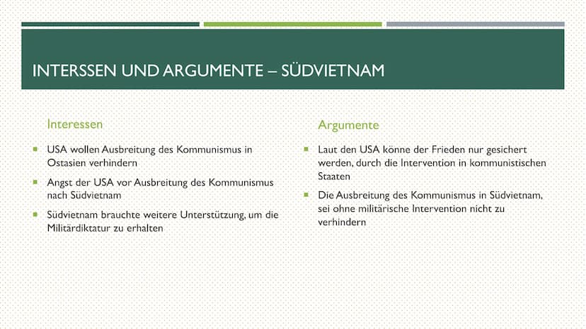 DER VIETNAMKRIEG
EINE KONFLIKTANALYSE THEMEN
Konfliktparteien
* Geschichtliche Anbahnung des Konfliktes
■ Interessen und Argumente der Konfl