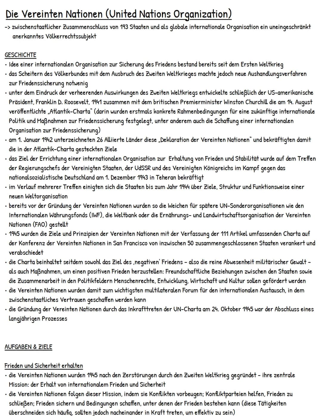 Die Vereinten Nationen (United Nations Organization)
-> zwischenstaatlicher Zusammenschluss von 193 Staaten und als globale internationale O
