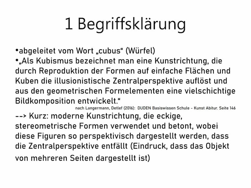 Kubismus - Kunst im 20. Jahrhundert
Zu Beginn des 20. Jahrhunderts kam es zu einem bedeutenden Umbruch in
der Kunst: Expressionismus und Rea