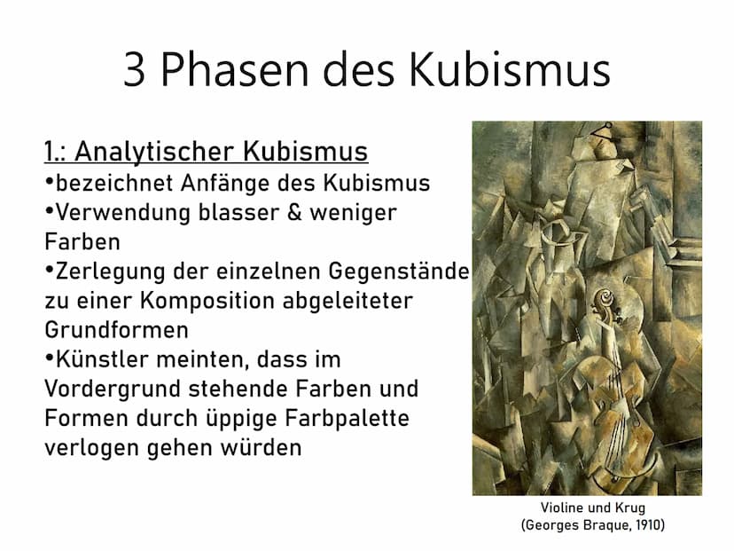 Kubismus - Kunst im 20. Jahrhundert
Zu Beginn des 20. Jahrhunderts kam es zu einem bedeutenden Umbruch in
der Kunst: Expressionismus und Rea