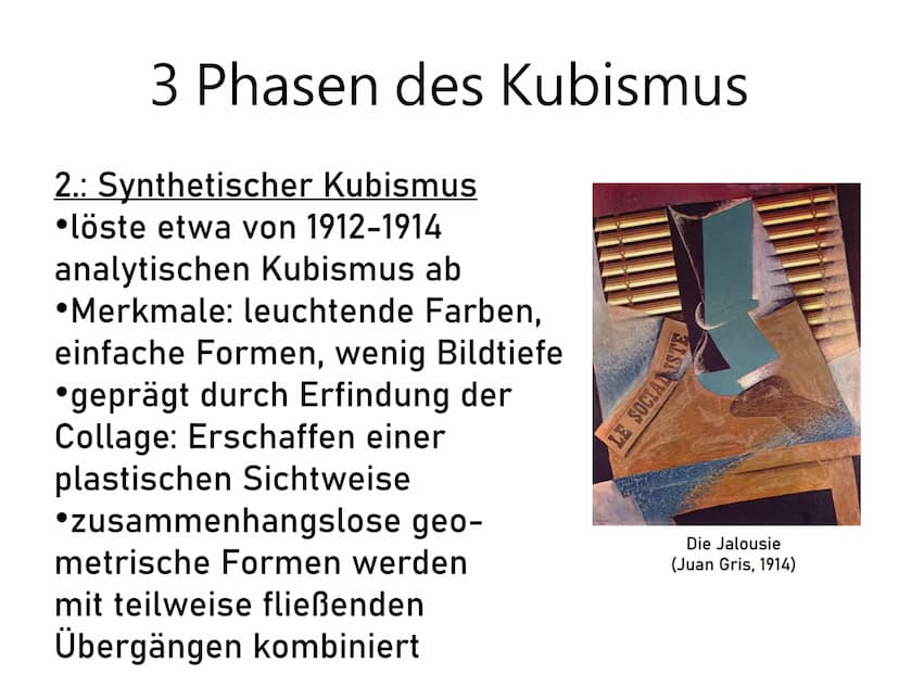 Kubismus - Kunst im 20. Jahrhundert
Zu Beginn des 20. Jahrhunderts kam es zu einem bedeutenden Umbruch in
der Kunst: Expressionismus und Rea