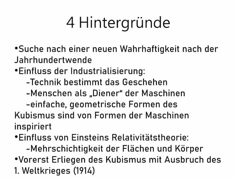 Kubismus - Kunst im 20. Jahrhundert
Zu Beginn des 20. Jahrhunderts kam es zu einem bedeutenden Umbruch in
der Kunst: Expressionismus und Rea