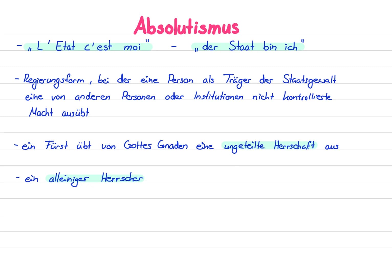 5 Säulen des Absolutismus
Staatskirche
das stehende Heer Verwaltung
Justiz
- neues Heer sollte - verzichtet auf - Ein König, ein
-es hatte e