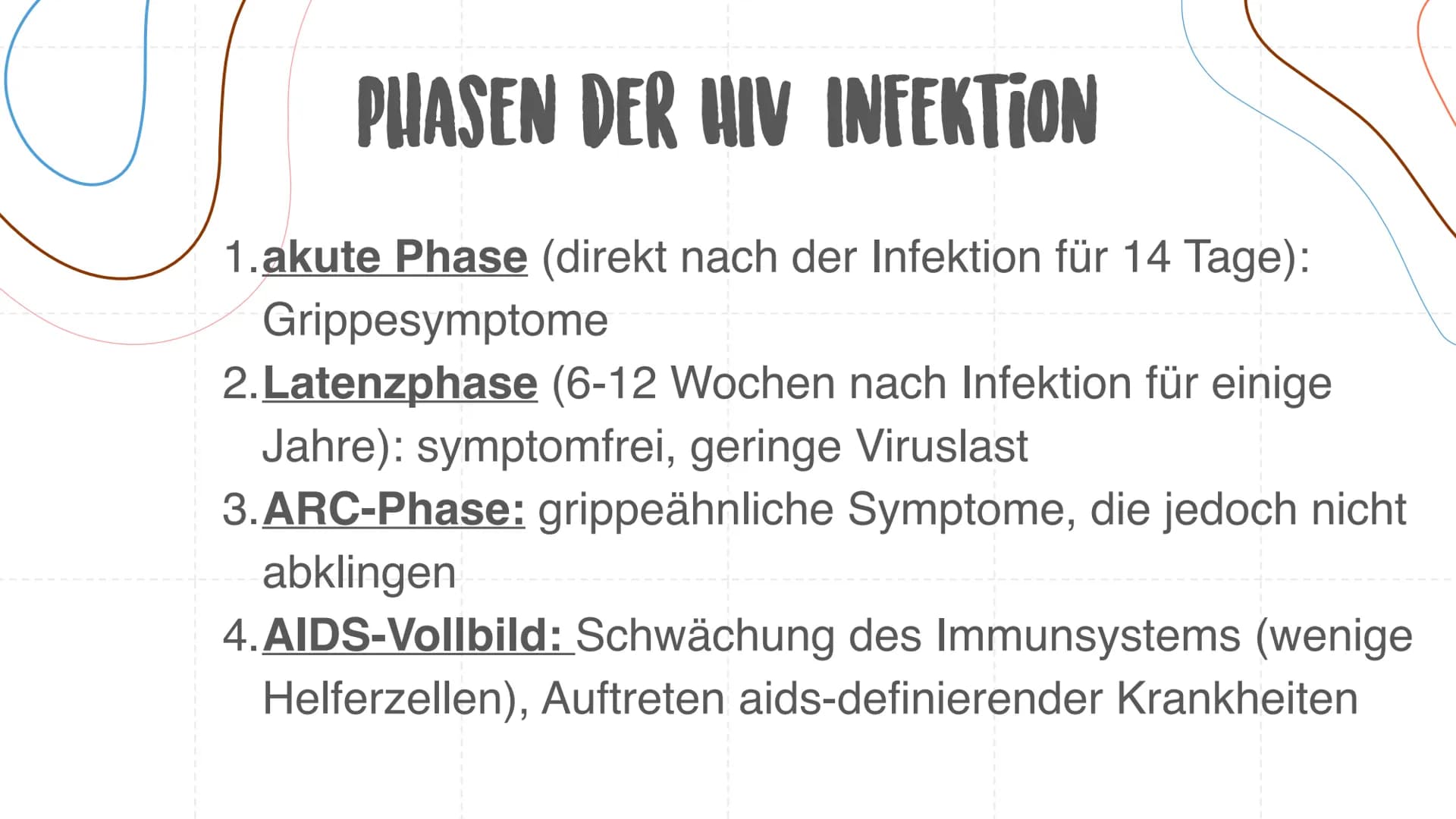 AIDS/ HIV
Ursachen, Verlauf, Behandlung URSACHEN DER HIV INFEKTION
Übertragung über Körperflüssigkeiten (Blut, Sperma...)
direkter Kontakt m