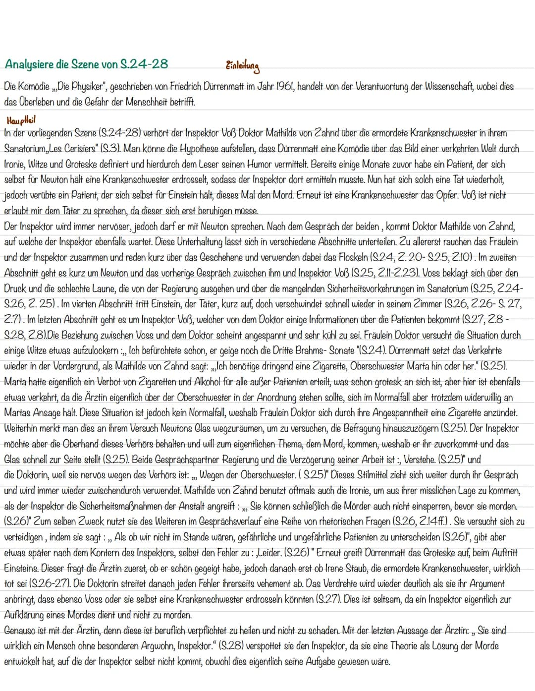 Szenenanalyse
Vorbereitung
- Lies dir die vorliegende Szene mehrfach sorgfältig durch und mache dir erste Notizen am Rand
- Markiere wichtig