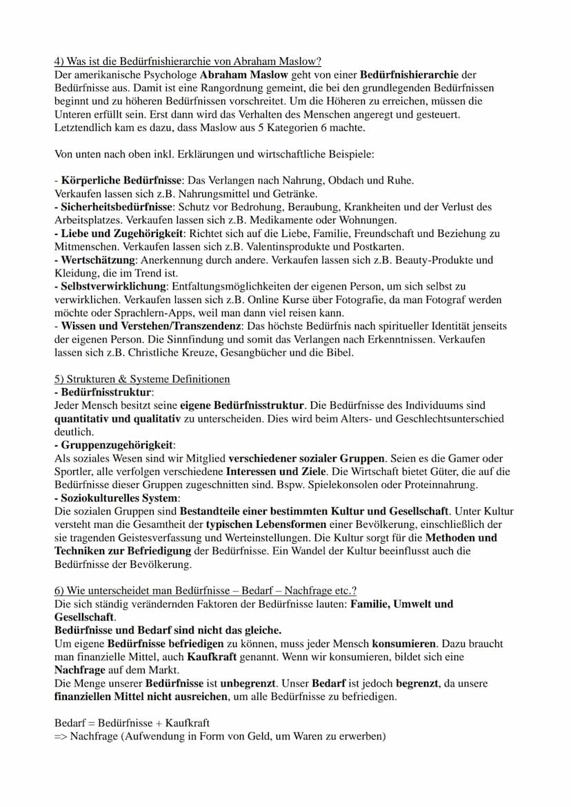BVW Checklistenschlüssel - Bedürfnisse & Güter
1. Was bedeutet Wirtschaft?
2. Was sind Bedürfnisse?
3. Welche Arten der Bedürfnisse gibt es?