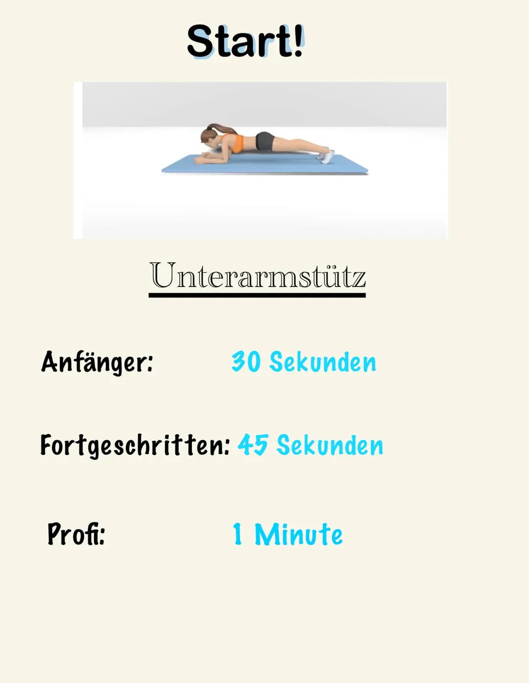 Zum Schluss noch ein bisschen Dehnen!!!
Dehnung im Stand (links u. Rechts) Wandsitzen
Anfänger:
Fortgeschritten: 40 Sekunden
Profi:
25 Sekun