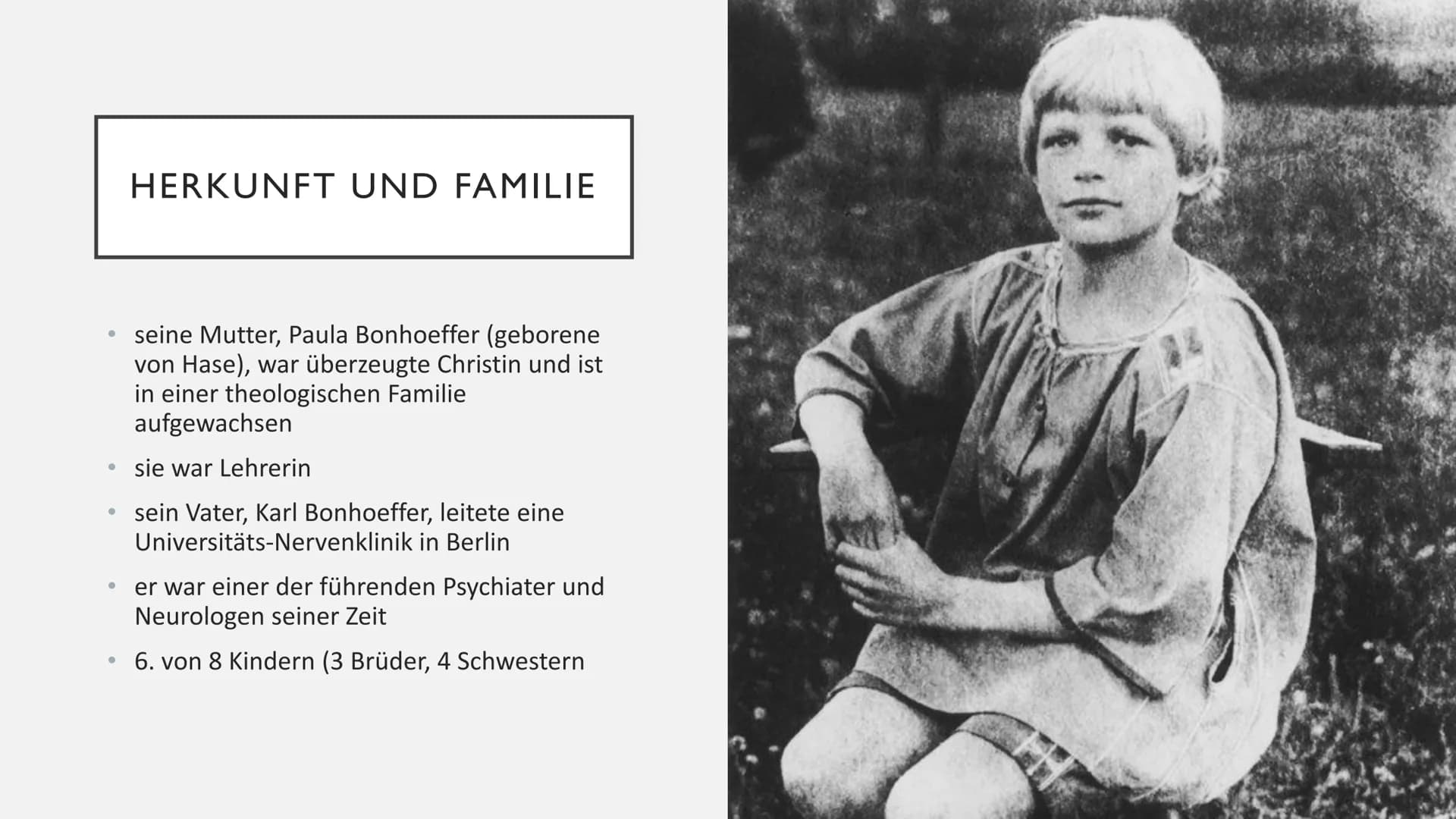 DIETRICH BONHOEFFER INHALTSVERZEICHNIS
I.
Eckdaten
2. Herkunft und Familie
3. Kindheit und Jugend
4. Studium + Barcelona-Berlin-New York
5. 