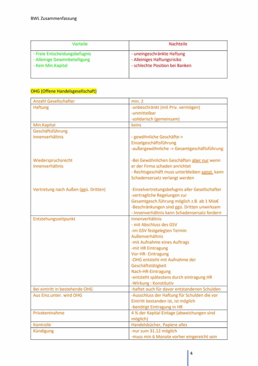 BWL Zusammenfassung
B Rechtsformen der Unternehmung
1 Handelsrechtliche Grundlagen der Unternehmung
Handelsregister:
➤ Amtliches öffentliche