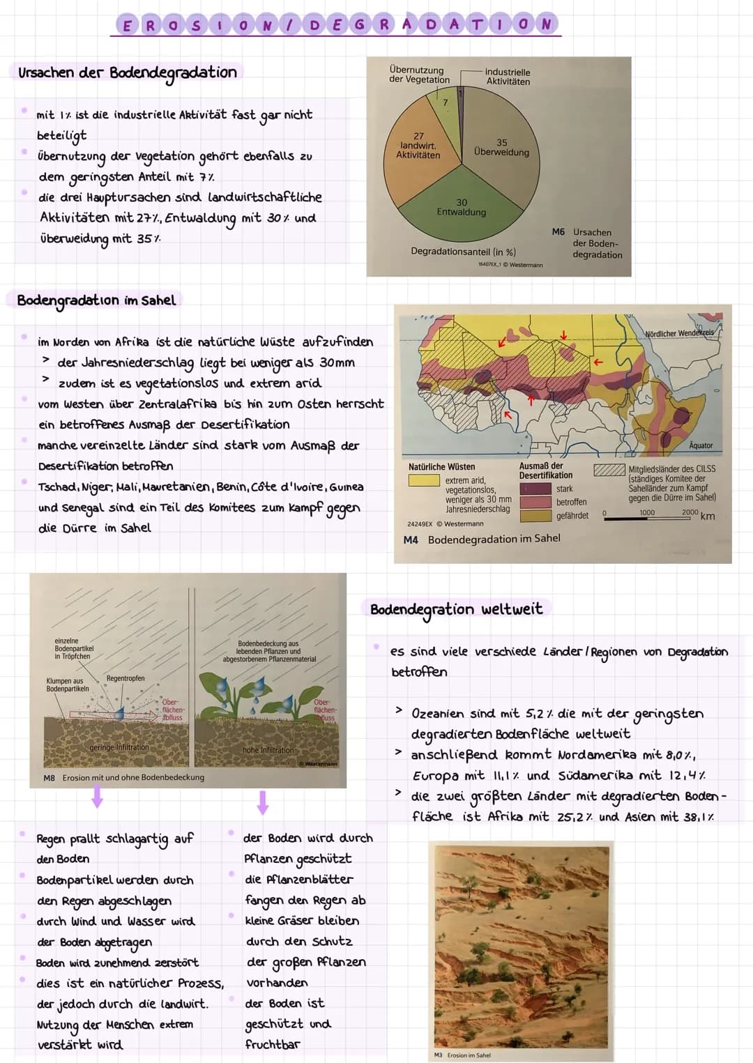 Desertifikation in der Sahelzone
Bevölkerungswachstum
Gegenmaßnahmen
Übernutzung
Desertifikation
Naturgeographische
Faktoren
Erosion/
Degrad