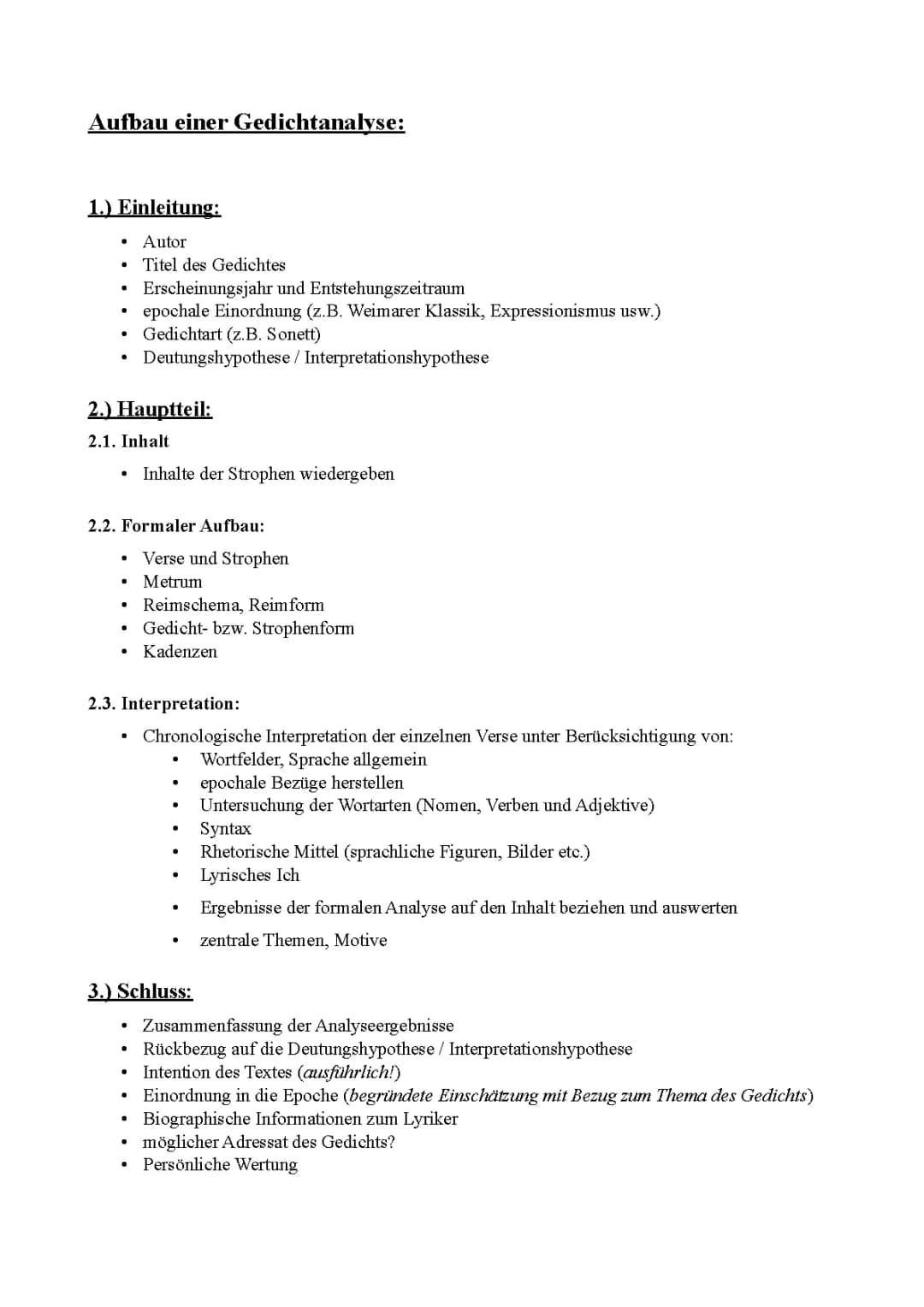 Aufbau Gedichtsanalyse 