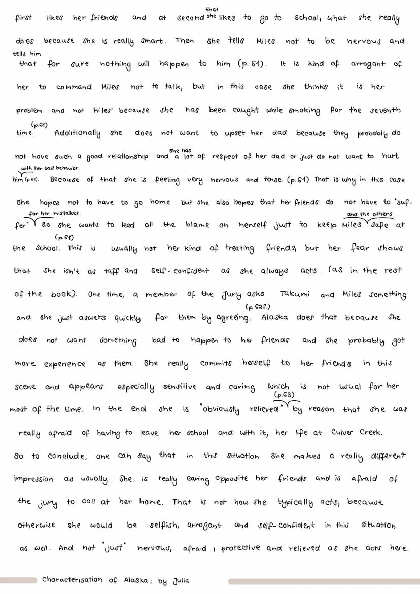 The chapter
written by John Green and published
against
about Alaska, Miles, the Colonel and
Miles is
charactarize her.
student
Q
the
In gen