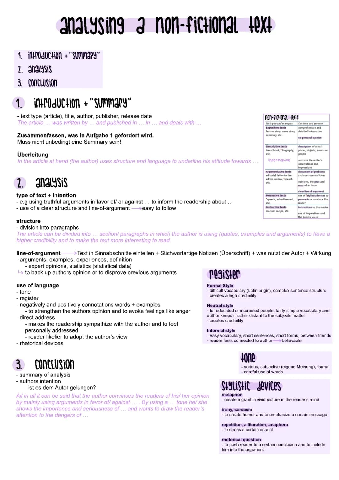 Analysing a non-fictional text 