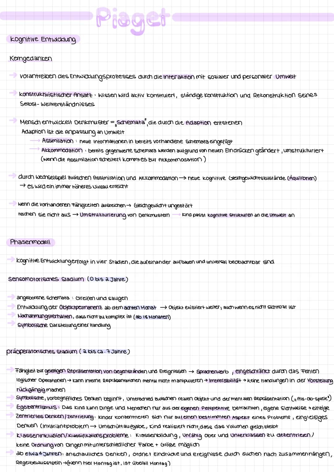 kognitive Entwicklung
Kerngedanken
Piaget
vorantreiben des Entwicklungsprozesses durch die Interaktion mit sozialer und personaler Umwelt
ko