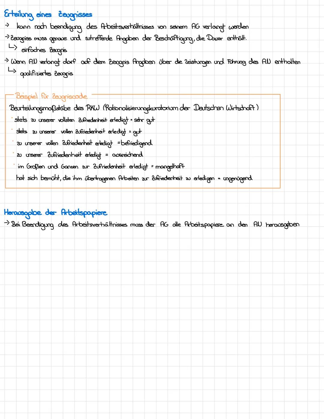 Zussammenfassungen von Seite 88-92
Arten der Beendigung des Arbeitsverhältnisses
Arbeitsverhältnis kann durch Kündigung, Auflösungsvertrag o