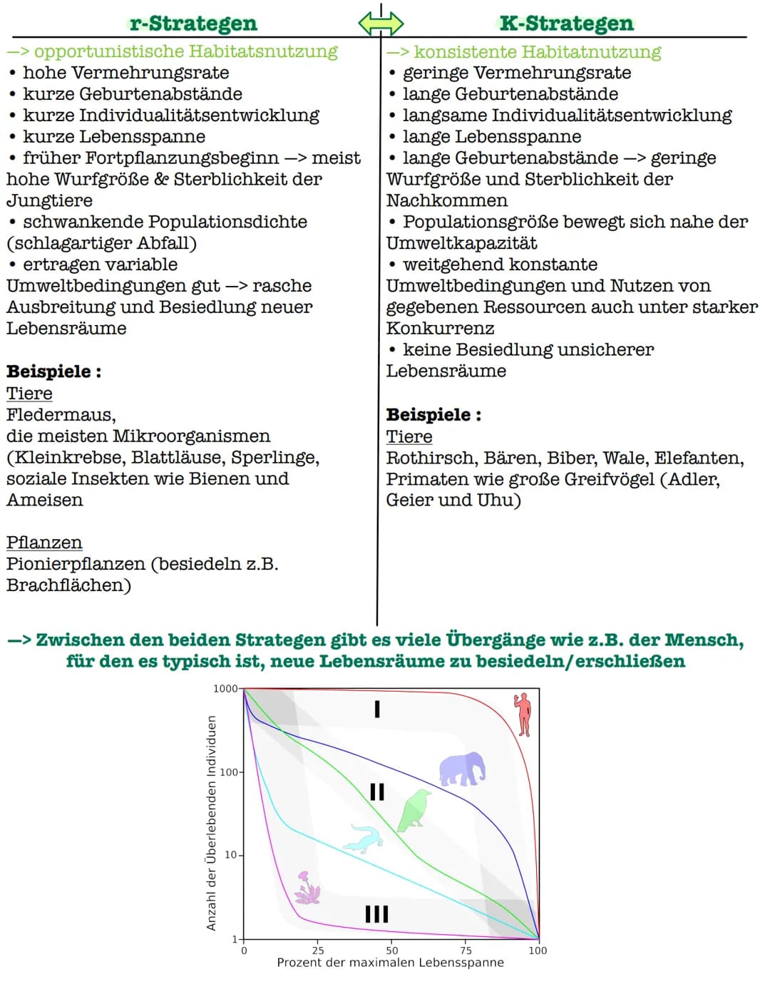 ●
• hohe Vermehrungsrate
kurze Geburtenabstände
kurze Individualitätsentwicklung
kurze Lebensspanne
• früher Fortpflanzungsbeginn -> meist
h