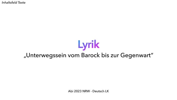 Know Lyrik “Vom Barock bis zur Gegenwart”  thumbnail